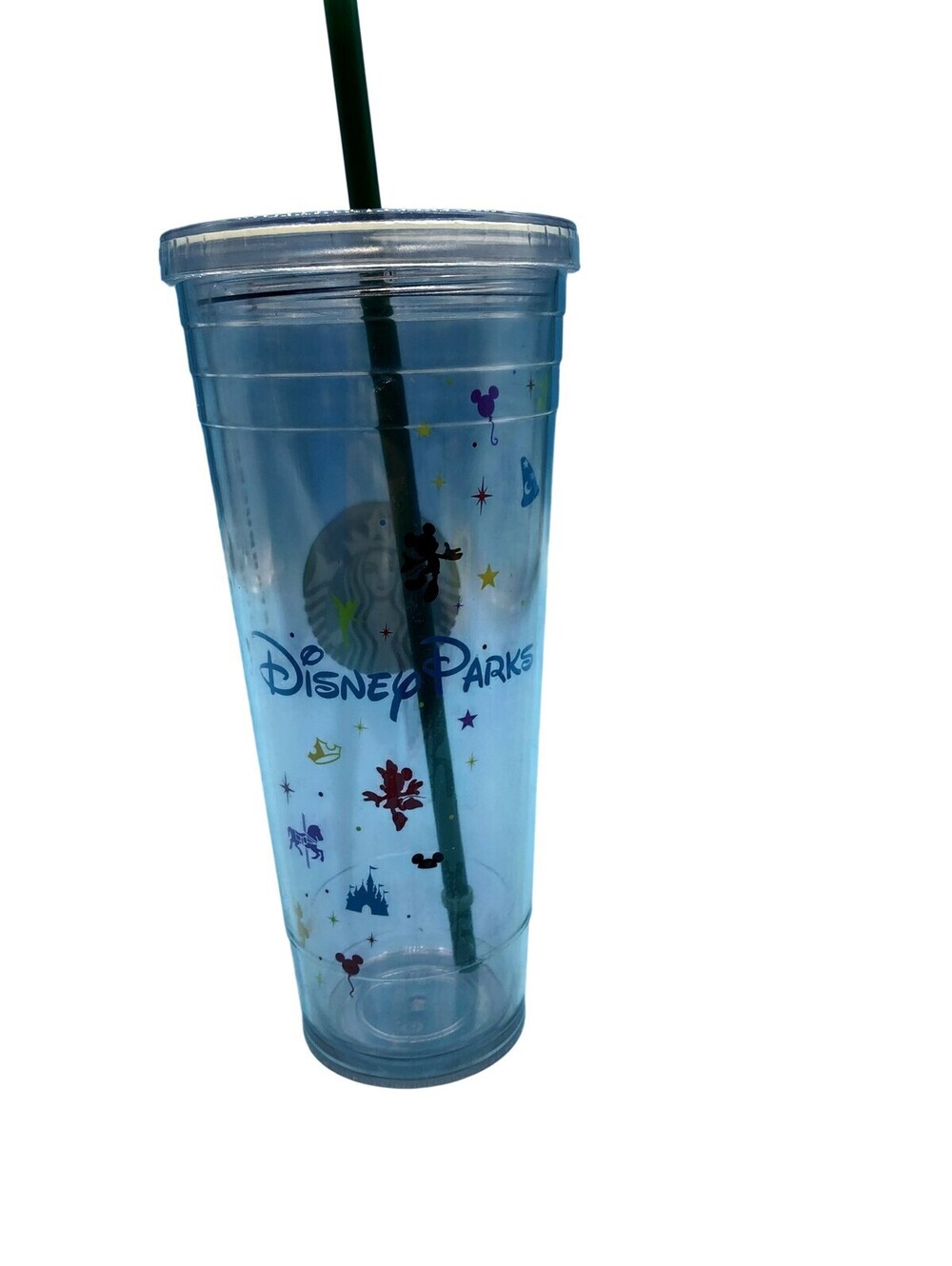 Starbucks Disney Parks Clear Double Wall Tumbler Cup With Lid Straw Souvenir